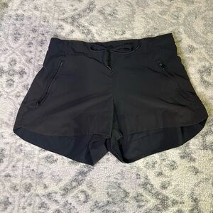 Black Shorts Drawstring athleta size 8 zipper pockets Running Workout